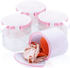 RKPM HOMES Mesh Garment & Laundry Bag I Bags with Zipper I Double Layer Washing Bag for Washing Machine Lingerie Washer I for Women Girl Bra Underwear Socks Stockings Travel – Cylinder Shape (Pink)
