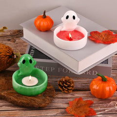 RKPM HOMES Candle Holder Resin Mold I 3D Cartoon Ghost Shape Tealight Epoxy Deep Casting Silicone Mould I for DIY Art Craft Candlestick Jewelry Storage Box Trinket Container Home Decoration – 1 Pcs