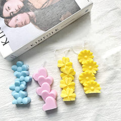RKPM HOMES Daisy Flower Shape Pillar Resin Candle Molds I 3D Fondant Silicone Wax Mould I Handmade Candles Ornament Making I for DIY Chocolate, Cake Décor, Aromatherapy, Soap, Resin Art Craft Making
