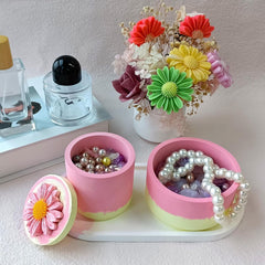 RKPM HOMES 2 Pcs Box Resin and Butterfly Flower Candle Mold I Round Silicone Epoxy Casting Mould with Lid I for DIY Handmade Necklace Earring Jewelry Storage Box Art Craft Making Home Party Decoration (Smooth)