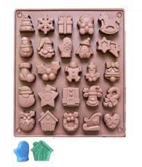 RKPM HOMES Chocolate Mould I 3D Christmas Tree Santa Clause Snowflake Snowman Shaped Silicone Mold I for DIY Handmade Cake Décor Candy Jelly Ice Cube Polymer Clay Candle Gummy Muffin Soap - 25 Cavity