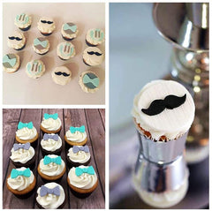 RKPM HOMES Mustache 4 Cavity Cake Fondant Mold, Moustache Silcone Mould Cooking Baking Tools,Sugar Bow Craft Cupcake Pastry DIY Decorating Birthday Baby Shower Little Man Party Supplies