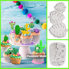 RKPM HOMES Tropical Leaf and Cactus Shape Chocolate Mould | 3D DIY Fondant Silicone Candy Mold | Baking Tools for Cake Chocolate Candy Ice Jelly Soap | Cake Baking Moulds | Bakeware Molds – Grey