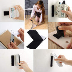 RKPM HOMES Square Double-Sided Hook Loop I Multipurpose Self Adhesive Tape I Anti Curling Velvet Loop I Interlocking Stickers for Carpet, Couch Cushion, Sofa Picture Hanging – 30 X 60 (Black - 10 Pcs)