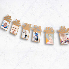 RKPM HOMES 1st Birthday Bunting Garland Baby Photo Banner Baby 1-12 Month Photo Prop Party Bunting Decor Thickened Kraft Card Paper (1 Set Of 12 Frame),brown