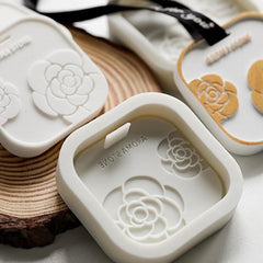 RKPM HOMES Aromatherapy Wax Mold I Floral Camellia Gypsum Fondant Silicone Mould with Hanging Hole I Dried Flowers Resin Soap Clay Craft Jewelry Making Molds DIY Pendant Bookmark Candle Necklace
