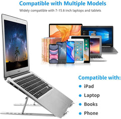 RKPM HOMES Laptop Holder Riser | 6 Angles Adjustable Aluminum Laptop Stand | Ergonomic Foldable Portable Tabletop Holders | Compatible with MacBook, Lenovo, HP, Dell, etc - up to 17 Inch (Type C)