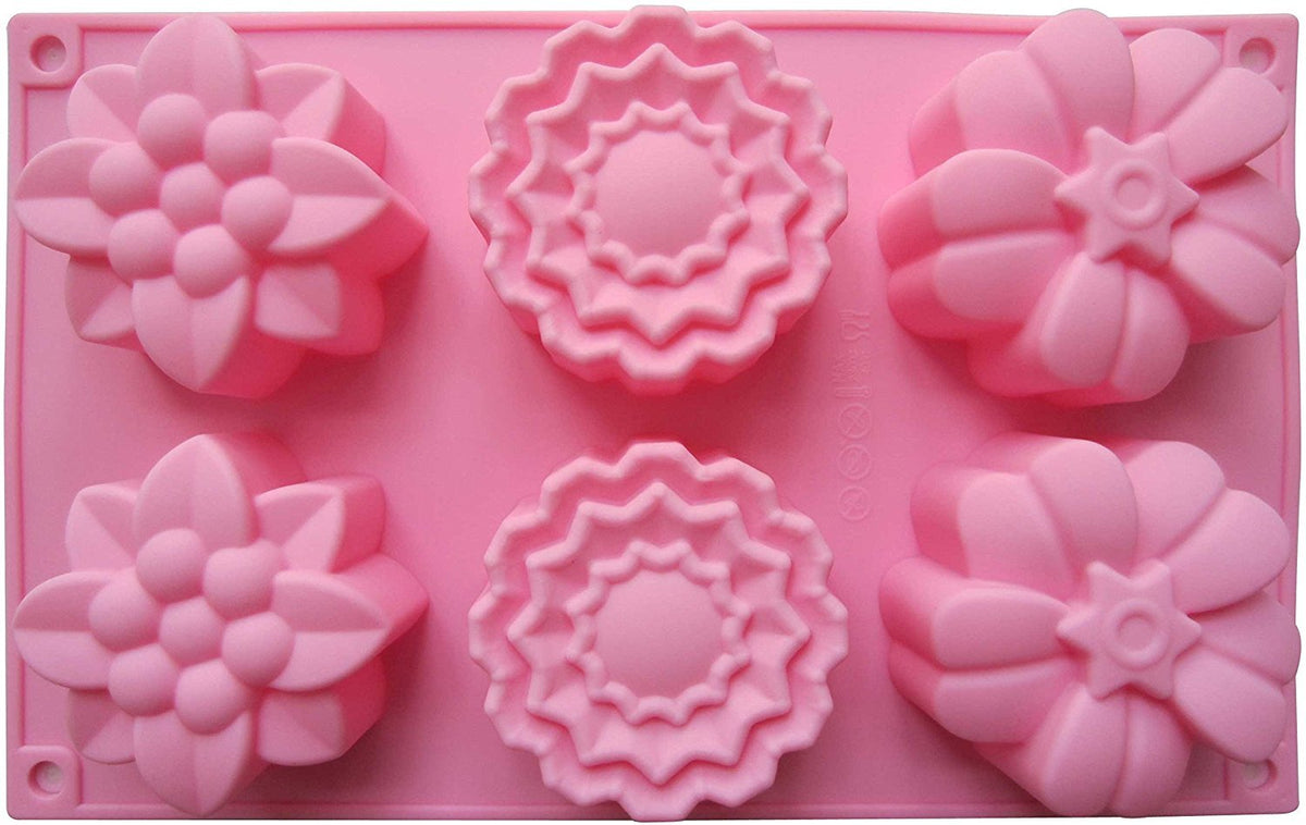 RKPM Muffin 6 Flower Shape Silicone Tray (Multi Colour)