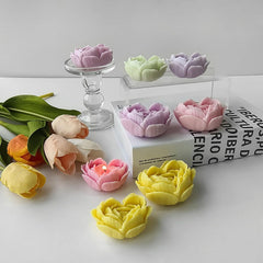 RKPM HOMES Flower Candle Mold I 3D Fondant Heart Leaves Shape Silicone Scented Wax Mould I for DIY Handmade Chocolate Ornament Cake Décor Aromatherapy Soap Resin Art Craft Home Party Decoration (Large)