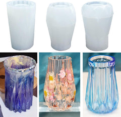 RKPM HOMES Candles Holders Vase Resin Mold I Stripe Pillar Casting Silicone Epoxy Candlestick Mould I Succulent Concrete Molds for DIY Handmade Jewelry Makeup Storage Flower Plant Pen Holder (3 Pcs)