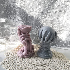 RKPM HOMES Ghost Ball Candle Molds I 3D Witch Holding Ball Silicone Epoxy Candlestick Mould I Skull Mold for Handmade Ornament Aromatherapy Resin Art Craft Making Soap Wax Home Office Decoration