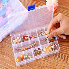 RKPM 15 Grid Cells Multipurpose Clear Transparent Plastic Storage Box With Removable Dividers- 1 Pcs