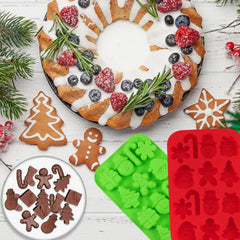 RKPM HOMES Christmas Chocolate Mould | 3D Xmas Theme Silicone Candy Mold I Baking Molds for DIY Handmade Cake Décor Candy Jelly Ice Cube Polymer Clay Gummy Muffin Soap Resin Candle Making - 14 Cavity