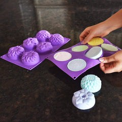 RKPM HOMES Silicone Flower Soap Mold 6 Cavity Molds | Silicone soap molds | Chrysanthemum Sunflower Mixed Flower Shapes | Cupcake Backing Mold | Candy Mold | Handmade soap Silicone Molds 1Pcs