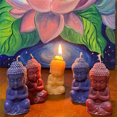 RKPM HOMES Namaste Buddha Shape Candle Molds I 3D Fondant Pillar Silicone Wax Mould I for Handmade Ornament Aromatherapy Plaster, Soap, Clay, Resin Epoxy Casting, Art Craft Making Tools