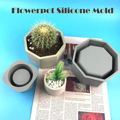 RKPM HOMES Planter Mold I Double-Layer Design Square and Round Shape Casting Plant Silicone Epoxy Candlestick Mould I Succulent Concrete Molds for DIY Homemade Flower Cement Gardening Pots (Round)