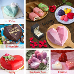 RKPM HOMES Diamond Heart Chocolate Mould | Silicone 3D Candy Mold | Baking Tools for Cake Chocolate Candy Mousse Dessert Ice Jelly Soap Pudding | Cake Baking Moulds | Bakeware Molds - 1 Cavity