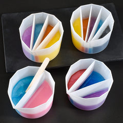 RKPM HOMES 4 Split Cup with 10 wooden sticks, 1 Cup, and 2 Stirring Stick I 2-5 Channels Dividers I for Multicolor DIY Pours with Resin, Paint, Art Crafts Fluid Epoxy Oil Painting Making – Pack of 17