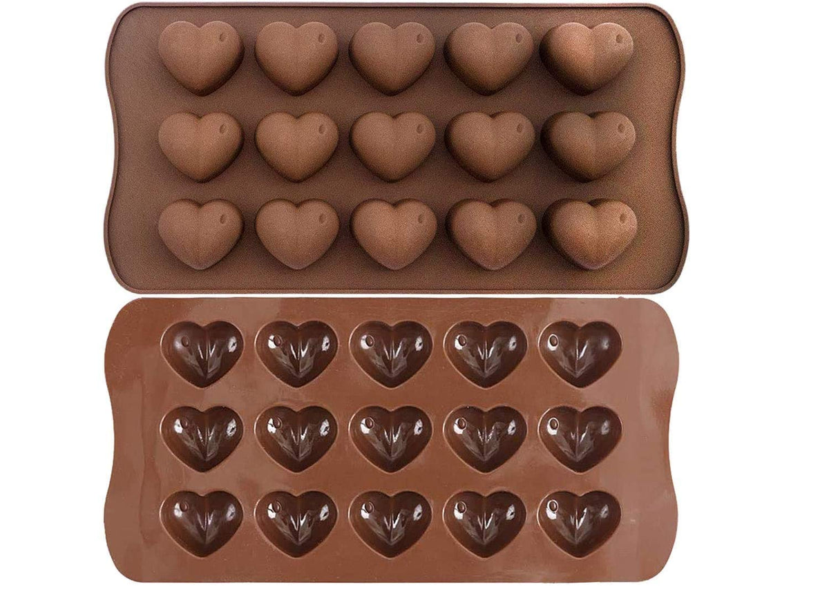 RKPM HOMES Silicone Chocolate Mold Candy Mold Jelly Ice Cube Tray Muffin Sugar Craft Fondant Mold Mould Cake Decorating Tools (15 Cavity Heart Shape Chocolate Mold)