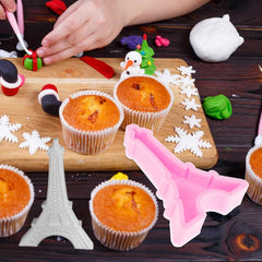 RKPM HOMES Fondant Mold I 3D Paris Eiffel Tower Shape Silicone Aromatherapy Gypsum Mold I for DIY Handmade Cake Décor Jelly Dessert Pastry Gum Paste Polymer Clay Soap Resin Candle Decoration (Large)