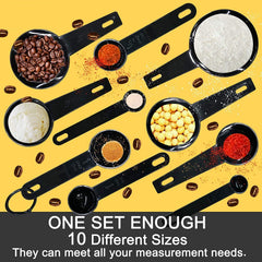 RKPM HOMES Measuring Cups and Spoons Set of 10 Metric Measurement for Baking/Cooking, Food Grade (Measuring Spoon Set of 10 Black)