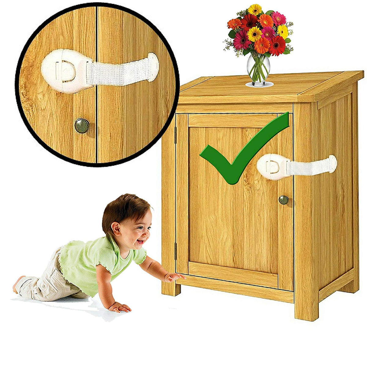 RKPM HOMES Child Baby Toddler Infant Safety Lock for Drawer Fridge Cabinet etc, 8 - Pieces, White