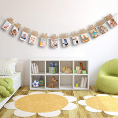 RKPM HOMES 1st Birthday Bunting Garland Baby Photo Banner Baby 1-12 Month Photo Prop Party Bunting Decor Thickened Kraft Card Paper (1 Set Of 12 Frame),brown