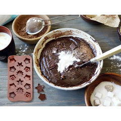 RKPM HOMES Different Shape Star Chocolate Mould | Silicone Candy Mold | Baking Tools for Cake Chocolate Candy Ice Jelly | Cake Baking Moulds | Bakeware Molds | Brown – 14 Cavity