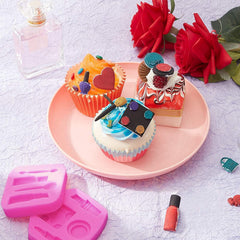 RKPM HOMES Makeup Shape Cake Mould | Dress Up Nail Polish Lipstick Perfume and High Heels Decorating Fondant Silicone Mold | 3D Clay DIY Mold Cake Decor Tools | for Chocolate Pinna Jelly Baking Soap