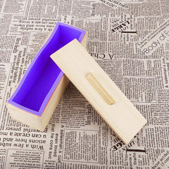 RKPM HOMES 1200ML Silicone Multi-Function Wooden Rectangle Soap Mold with Lid DIY Baking Cake Ice Chocolate Loaf Tool for Toaster Micro Oven Refrigerator.