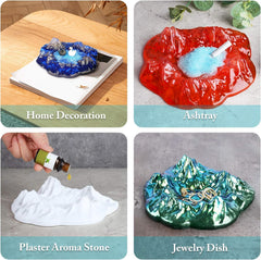 RKPM HOMES Candle Holders Resin Mold I 3D Large Snow Mountain Peak Ashtray Casting Silicone Epoxy Candlestick Mould I for DIY Handmade Storage Box Plaster Art Crafts Flower Plant Holder Home Décor