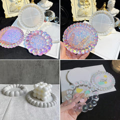 RKPM HOMES Bubble Coaster Mould I Silicone Round Epoxy Resin Deep Casting Tray I Ashtray Mold for Homemade Ornament DIY Art Crafts Jewelry Storage Box Ring Trinket Container Table Decoration (2 Size)