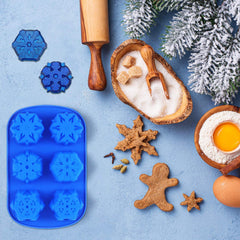 RKPM HOMES Snowflakes Silicone Molds 6 Cavity Christmas Snowflakes Silicone Cake Molds Desserts Molds for Making Soap Candle Candy Muffins Chocolates Cake Decoration Mold Size 28.3 x 18.2 x 3.8 cm