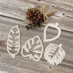 RKPM HOMES 4 Pieces Tropical Leaf Cookie Cutter Shape Set,Hawaiian Palm Leaves Mould Fondant Cutting Stainless Steel Cutters for Pastry Fruit Biscuit Sugarcraft Candy Cake Decorating, Baking Tools