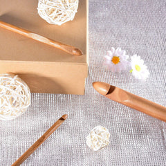RKPM Bamboo Handle Crochet Hook Knit Craft Knitting Needle Weave Yarn 3-10mm Set of 12 Pcs 6" Inch
